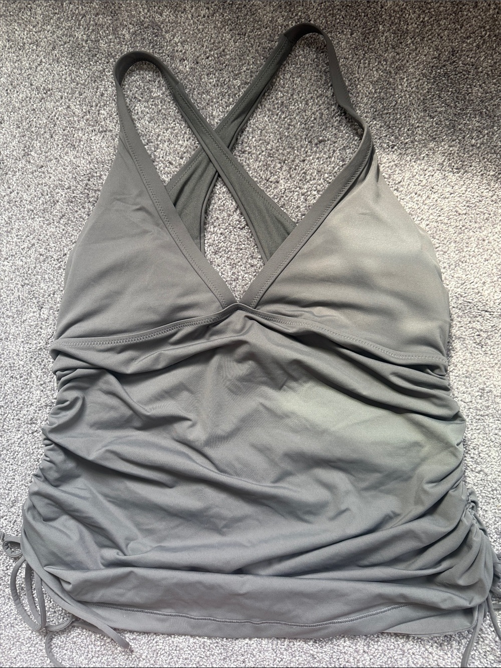 Athleta Gray Women’s Ruched Tankini Swim Top